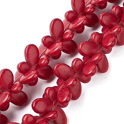 (123L) Белый крем непрозрачный блеск Синтетических нитей бирюзовые бусы, окрашенные, бабочка, огнеупорный кирпич, 25x35x6.5 мм, отверстие : 1.5 мм, около 27 шт / нитка, 16.93'' (43 см), о 2.5 нитей / 500 г