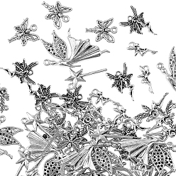 Античное Серебро 63 шт 7 стили подвески из сплава в тибетском стиле, античное серебро, 17~40x8~25.5x1.5~4 мм, отверстие : 1.5~3 мм, 9 шт / стиль