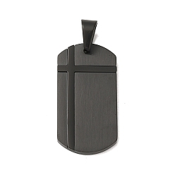 Черный 304 подвески из нержавеющей стали, прямоугольный шарм, чёрные, 34.5x17.5x2 мм, отверстие : 7x5.5 мм