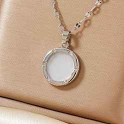 Платина Модные латунные прозрачные кубические цирконии плоские круглые подвески ожерелья женские универсальные аксессуары, белые, платина, 15.75 дюйм (40 см)