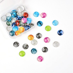Mixed Color 50Pcs Luminous Glass Cabochons, Planet Pattern, Half Round, Mixed Color, 15x4mm
