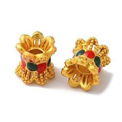 Матовый Золотой Цвет Долговечные латунные бусины, с эмалью, цветок, матовый золотой цвет, 6.6x6.6 мм, отверстие : 2~4 мм