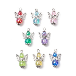 (52) Непрозрачная лаванда Прозрачные акриловые подвески, с бусинами сплава, ангел, разноцветные, 27.5~28.5x18x10 мм, отверстие : 2 мм, 8 шт / комплект