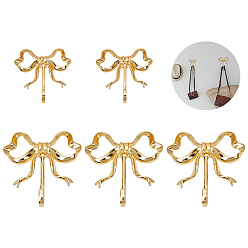 Золотой 5 сумки 2 стили вешалок-крючков из сплава, бантом, золотые, 68~100x66.5~95x17~23.5 мм
