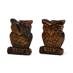 Ojo de Tigre Figura de búho con ojo de tigre natural, Piedra energética de Feng Shui como regalo para la decoración del escritorio de la oficina en casa, 26~28x18~20x11.5~13 mm