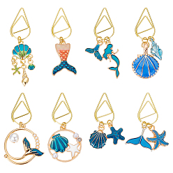 (52) Непрозрачная лаванда 8металлические скрепки для бумаг, океанские темы, с подвесками из эмали и сплава , разноцветные, 40~60 мм, 8 шт / комплект