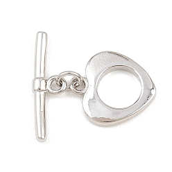 Платина Застежки-тоглы в форме сердца из латуни, без кадмия и без свинца, долговечный, платина, 5.5~13.5x12~17.5x1.5~2.5 мм, отверстие : 1.5 мм