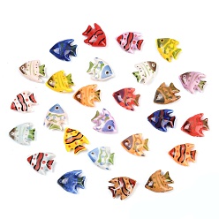 (52) Непрозрачная лаванда Famille роза ручной работы бусы фарфоровые, рыба, разноцветные, 17x20x8 мм, отверстие : 2 мм