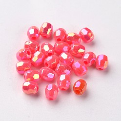 Бледно-фиолетовый Красный Бусины из экологически чистого полистирола и акрила с цветным покрытием ab, граненые, баррель, бледно-фиолетовый красный, 4x4 мм, Отверстие : 1 мм , около 16666 шт / 500 г