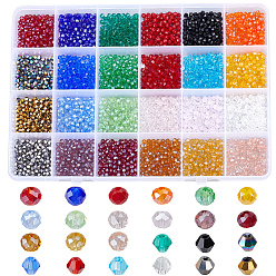 (52) Непрозрачная лаванда 3000шт 24 цвета прозрачные гальванические стеклянные бусины, граненые, двухконусные, разноцветные, 3~3.8x3~3.5 мм, отверстие : 0.4~1 мм, 125 шт / цвет
