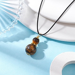 Тигровый глаз Ожерелья с подвеской из натурального тигрового глаза и тыквы, ожерелья из полиэфирного шнура для женщин, С результатами сплава и латуни и железа, золотые, 18.31 дюйм (46.5 см)