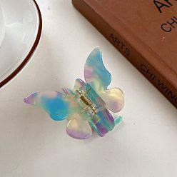 Colorful Cellulose Acetate(Resin) Butterfly Hair Claw Clip, Leopard Print Butterfly Ponytail Hair Clip for Women, Colorful, 54mm