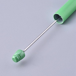 Pale Green Plastic Beadable Pens, Shaft Black Ink Ballpoint Pen, for DIY Pen Decoration, Pale Green, 144x12mm, The Middle Pole: 2mm