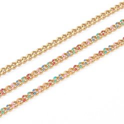 Разноцветный Ручной работы 304 эмалированные цепи из нержавеющей стали, золотые, с катушкой, несварные, долговечный, овальные, красочный, 5x4x1.5 мм, 32.8 футов (10 м) / рулон