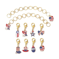 Colorful 10Pcs USA Flag Element Apple/Star/Bowknot Alloy Enamel Knitting Row Counter Chains & Locking Stitch Markers Kits, Colorful, 30~135mm