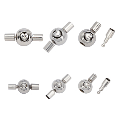 Stainless Steel Color 304 Stainless Steel Bayonet Clasps, Round, Stainless Steel Color, 2pcs/box
