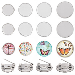 Нержавеющая Сталь Цвет 40 шт. 4 стили 304 оправы для кабошонов из нержавеющей стали для брошей, плоско-круглые, цвет нержавеющей стали, 13.5~19.5 мм, 10 шт / стиль