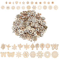 (52) Непрозрачная лаванда Украшения и поделки своими руками, с деревянными кабошонами, лист, форма цветка и бабочки, разноцветные, 350 шт / комплект