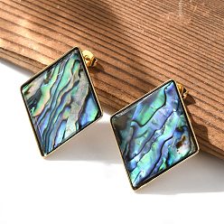 Настоящее золото 18K 304 из нержавеющей стали серьги, с оболочкой, ионное покрытие (ip), ромб, реальный 18 k позолоченный, 34x27.5 мм