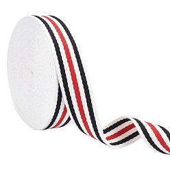 Colorful Polyester Braid Ribbon, Flat, Stripe Pattern, Garment Accessories, Colorful, 1-1/2 inch(38x1mm), about 10 yards/bundle