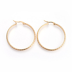 Золотой 201 серьги из нержавеющей стали, с 304 штифта из нержавеющей стали, гипоаллергенные серьги, , кольцо, золотые, 42x38x3.5 мм, штифты : 1 мм