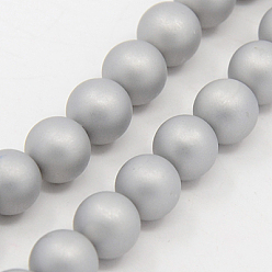 Gainsboro Shell Pearl Beads Strands, Frosted, Round, Gainsboro, 10mm, Hole: 1mm, about 42pcs/strand,  16.5 inch