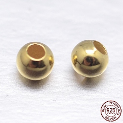 Real 18K Gold Plated Round 925 Sterling Silver Spacer Beads, Real 18K Gold Plated, 2.5mm, Hole: 0.9~1mm, about 617pcs/20g