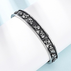 Античное Серебро 316 браслеты-манжеты из хирургической нержавеющей стали, череп, античное серебро, внутренний диаметр: 2.48 дюйм (6.3 см)