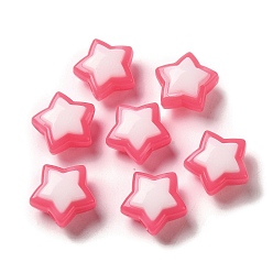 Misty Rose Imitation Jelly Transparent Acrylic Beads, Two Tone, Star, Misty Rose, 17x18x3mm, Hole: 3.5mm, 20pcs/set