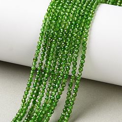 Diopside Natural Green Diopside Beads Strands, Round, Faceted, Grade A, 2.5~3mm, Hole: 0.6mm, about 181~182pcs/strand, 15.10''(38.35~38.45cm)