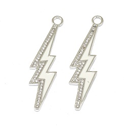Платина Сплав микро проложить цирконий подвески, с эмалью, долговечный, удар молнии, белые, платина, 43x11x1.5 мм, отверстие : 3 мм