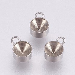 Нержавеющая Сталь Цвет Устойчивы к потускнению 201 подвески из нержавеющей стали со стразами, плоско-круглые, цвет нержавеющей стали, лоток : 5 мм, 9x6x3 мм, отверстие : 1.5 мм