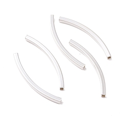 Серебро 925 серебро бусы трубка, изогнутая трубка, квадратный, серебряные, 30x2x2 мм, отверстие : 1.2 мм, Около 17 шт / 10 г