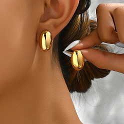 Oval Геометрические серьги 201 из нержавеющей стали, женские повседневные украшения для вечеринок, золотые, овальные, 21x13 мм