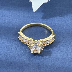 Золотой Кольца из латуни с микропаве, прозрачные кольца с кубическим цирконием, плоско-круглые, долговечный, стойки покрытие, без кадмия и без свинца, золотые, 8.5 мм, 18 мм