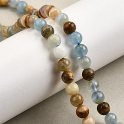 Кальцит Нити из натурального голубого кальцита, круглые, 6 мм, отверстие : 0.8 мм, около 68 шт / нитка, 15.35'' (39 см)