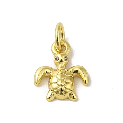 Turtle Подвески из настоящей 18k-позолоченной латуни с прозрачным фианитом, без кадмия, без никеля и без свинца, с прыжковых колец, черепаха, 11x9x2.5 мм, отверстие : 3 мм