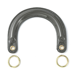 Серый Ручки для сумок из искусственной кожи, с литыми пружинными кольцами, для аксессуаров для замены сумок, арка, серые, 12.5x15.7x1.1 см, отверстие : 8 мм