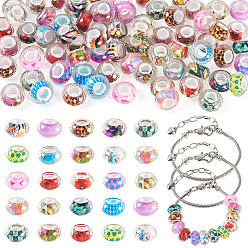 Нержавеющая Сталь Цвет Наборы для изготовления европейских браслетов своими руками, цвет нержавеющей стали, 182 мм