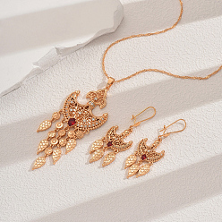 Золотой Элегантные геометрические латунные серьги-подвески с кубическим цирконием и наборы ожерелий для женщин, золотые