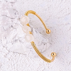 Хрусталь Браслет-манжета из натурального кварцевого кристалла, открытый браслет из золотой проволоки, 2-1/2 дюйм (6.5 см)