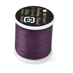 Purple MIYUKI Nylon Beading Thread for Seed Beads, Flat, Purple, 0.15x0.1mm, about 54.68 Yards(50m)/Roll