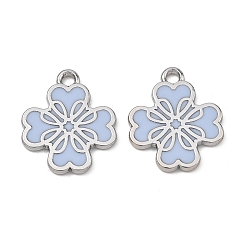 Васильковый Подвески из эмали и сплава, , стойки покрытие, платина, васильковый, 16.5x14x1.5 мм, отверстие : 1.6 мм