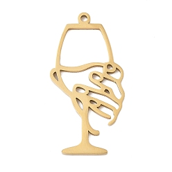 Золотой 304 подвески из нержавеющей стали, рука с бокалом вина, полый, золотые, 33x16.5x1.5 мм, отверстие : 1.5 мм