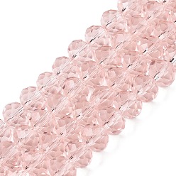 Pink Стеклянные бусины, граненые, рондель, розовые, 8x6 мм, отверстие : 1 мм, около 57~59 шт / нитка, 36~37 см