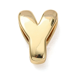 Letter Y Латунные бусины, долговечный, стойки покрытие, без свинца и без кадмия, реальный 18 k позолоченный, Письмо Y, 21x14x7 мм, отверстие : 18x4 мм