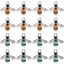 (52) Непрозрачная лаванда 40 шт 2 цвета сплава эмалевые подвески, со стразами, Пчелы, разноцветные, 15x16.5x3.5 мм, отверстие : 2 мм, 20 шт / цвет