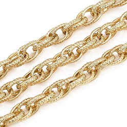 Настоящее золото 18K 304 сетчатые веревочные цепи из нержавеющей стали, несварные, с катушкой, ионное покрытие (ip), реальный 18 k позолоченный, 10x7.5x2 мм
