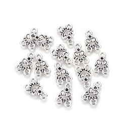 Античное Серебро Коннекторы тибетского стиля, без свинца и без кадмия, сердце, античное серебро, 15x10x2 мм, отверстие : 2 мм