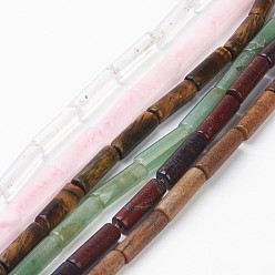 Mixed Color Natural Mixed Gemstone Beads Strands, Column, Mixed Color, 13x4mm, Hole: 1mm